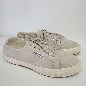 Superga Suede Leather Sneakers Men's 7 Women's 8.5 Beige Casual Low Top‎ Shoes